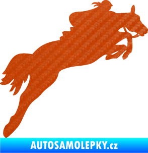 Samolepka Kůň 084 pravá s jezdkyní 3D karbon oranžový