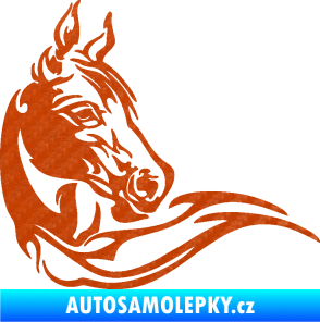 Samolepka Kůň 085 pravá 3D karbon oranžový