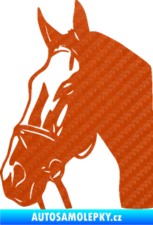 Samolepka Kůň 089 levá 3D karbon oranžový