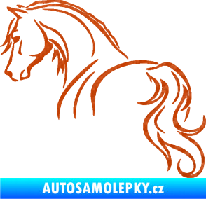 Samolepka Kůň 104 levá 3D karbon oranžový