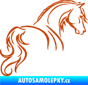 Samolepka Kůň 104 pravá 3D karbon oranžový