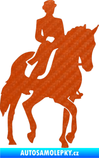 Samolepka Kůň drezura pravá 3D karbon oranžový