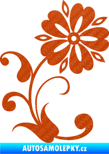 Samolepka Květina dekor 001 pravá 3D karbon oranžový