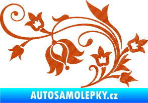 Samolepka Květina dekor 002 levá 3D karbon oranžový