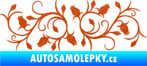 Samolepka Květina dekor 010 pravá růžičky 3D karbon oranžový
