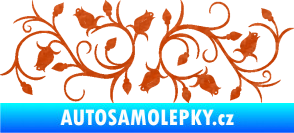 Samolepka Květina dekor 010 levá růžičky 3D karbon oranžový