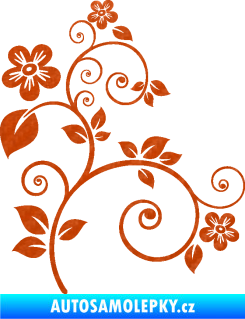 Samolepka Květina dekor 012 pravá 3D karbon oranžový