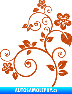 Samolepka Květina dekor 012 levá 3D karbon oranžový