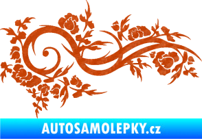 Samolepka Květina dekor 013 pravá 3D karbon oranžový