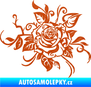 Samolepka Květina dekor 016 pravá růže 3D karbon oranžový