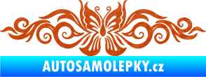 Samolepka Květina dekor 017 motýl 3D karbon oranžový