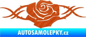 Samolepka Květina dekor 020 pravá růže s trny 3D karbon oranžový