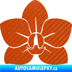 Samolepka Květina dekor 023 orchidej květ 3D karbon oranžový