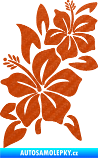 Samolepka Květina dekor 033 levá ibišek 3D karbon oranžový