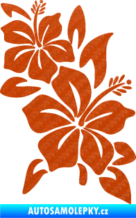 Samolepka Květina dekor 033 pravá ibišek 3D karbon oranžový