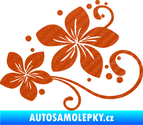 Samolepka Květina dekor 035 levá 3D karbon oranžový
