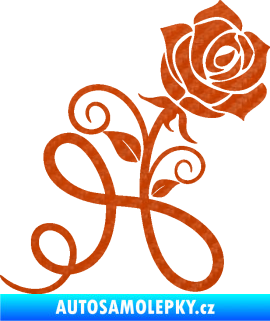 Samolepka Květina dekor 036 pravá růže 3D karbon oranžový