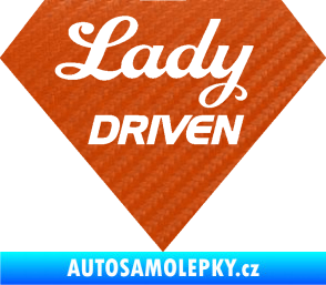 Samolepka Lady driven diamant 3D karbon oranžový