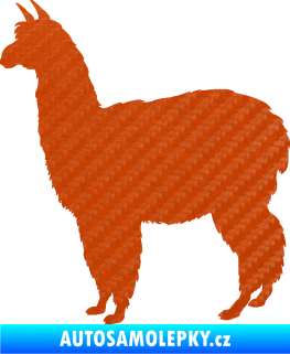 Samolepka Lama 002 levá alpaka 3D karbon oranžový