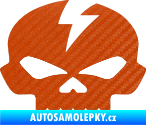 Samolepka Lebka 001 levá 3D karbon oranžový