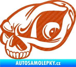Samolepka Lebka 018 levá 3D karbon oranžový
