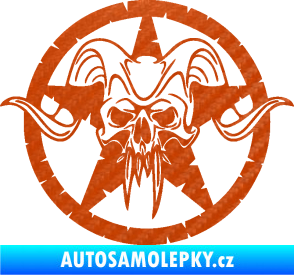 Samolepka Lebka 039 levá army hvězda 3D karbon oranžový