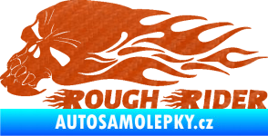 Samolepka Lebka 051 levá rough rider 3D karbon oranžový