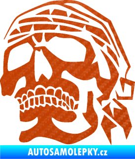 Samolepka Lebka pirát levá 3D karbon oranžový