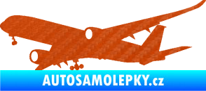 Samolepka Letadlo 017 levá Airbus A 350 3D karbon oranžový