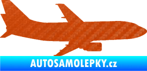 Samolepka Letadlo 019 pravá Boeing 737 3D karbon oranžový