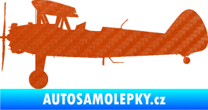 Samolepka Letadlo 020 levá Boeing Stearman model 75 biplane 3D karbon oranžový