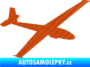 Samolepka Letadlo 025 pravá kluzák 3D karbon oranžový