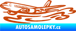 Samolepka Letadlo 026 levá v oblacích 3D karbon oranžový
