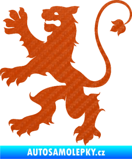 Samolepka Lev heraldika 002 levá 3D karbon oranžový