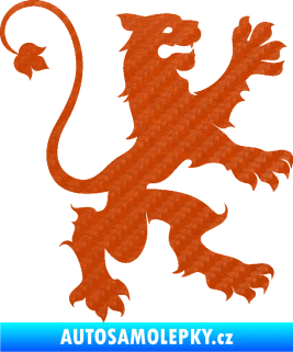 Samolepka Lev heraldika 002 pravá 3D karbon oranžový