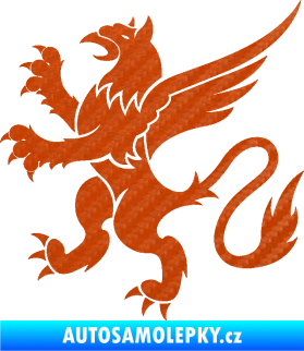 Samolepka Lev heraldika 003 levá 3D karbon oranžový