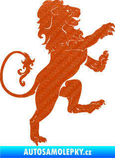 Samolepka Lev heraldika 004 pravá 3D karbon oranžový