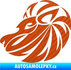 Samolepka Lev zvěrokruh 003 levá 3D karbon oranžový