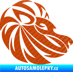 Samolepka Lev zvěrokruh 003 pravá 3D karbon oranžový