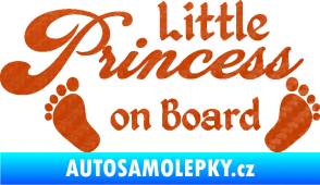 Samolepka Little princess on board 002 nápis s nožičkami 3D karbon oranžový