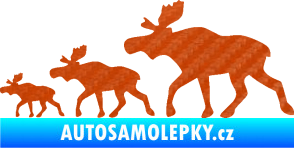 Samolepka Losí rodinka levá 3D karbon oranžový