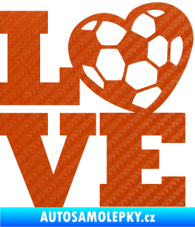 Samolepka Love fotbal 3D karbon oranžový