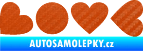 Samolepka Love skládaný nápis 3D karbon oranžový