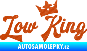 Samolepka Low King 001 nápis král 3D karbon oranžový