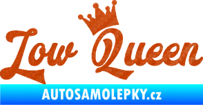 Samolepka Low Queen 001 nápis královna 3D karbon oranžový