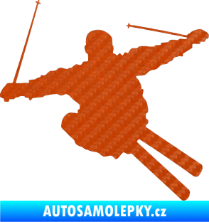 Samolepka Lyžař 001 pravá 3D karbon oranžový