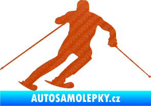 Samolepka Lyžař 003 pravá 3D karbon oranžový