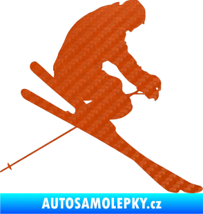Samolepka Lyžař 005 pravá 3D karbon oranžový