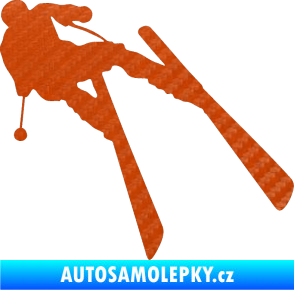 Samolepka Lyžař 007 pravá 3D karbon oranžový
