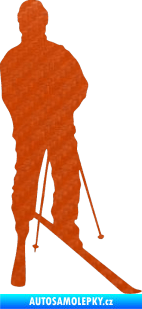 Samolepka Lyžař 008 pravá 3D karbon oranžový